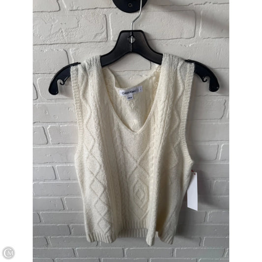Vest Sweater By Calvin Klein In Cream, Size: L