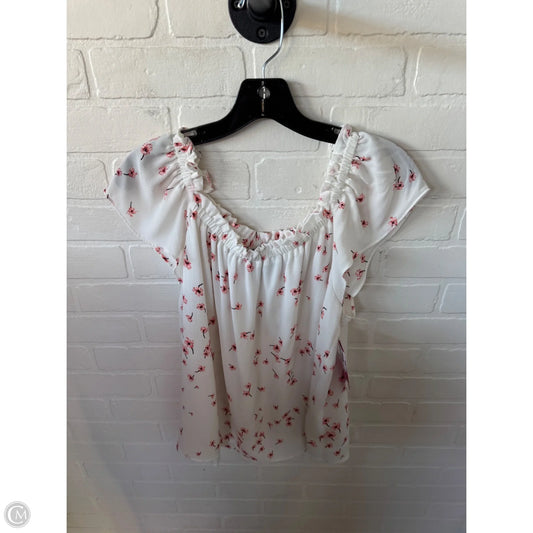 Top Short Sleeve By Cece In Pink & White, Size: L