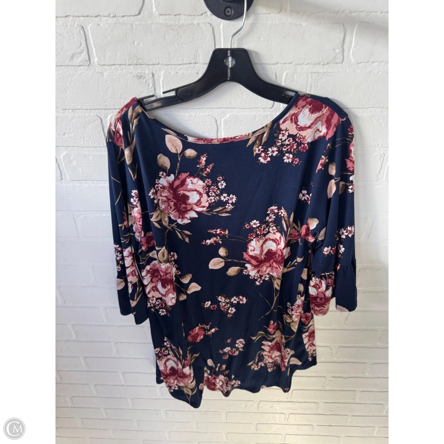 Top 3/4 Sleeve By Sweet Lovely In Blue & Pink, Size: Xl