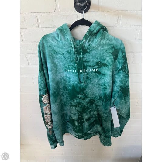 Sweatshirt Hoodie By Clothes Mentor In Green & Tan, Size: 2x