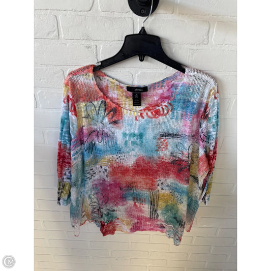 Top 3/4 Sleeve By Ali Miles In Blue & Orange, Size: 2x