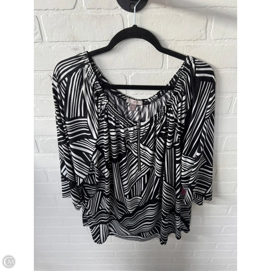 Top 3/4 Sleeve By Roz And Ali In Black & White, Size: 2x