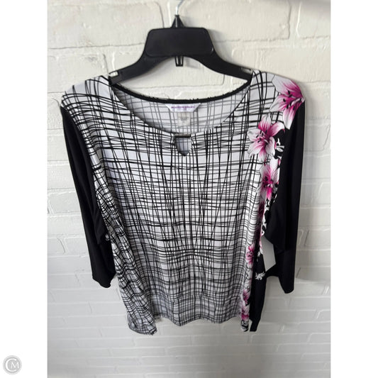 Top 3/4 Sleeve By Allison Daley In Black & White, Size: 2x