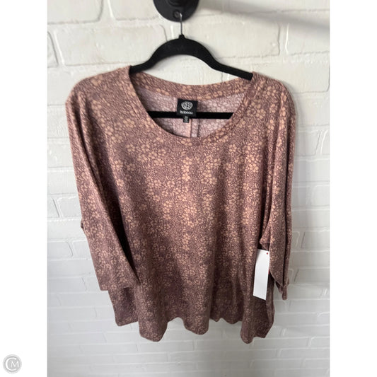 Top 3/4 Sleeve By Bobeau In Brown & Tan, Size: 3x