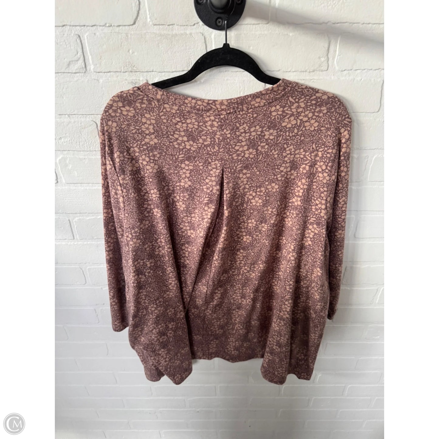 Top 3/4 Sleeve By Bobeau In Brown & Tan, Size: 3x
