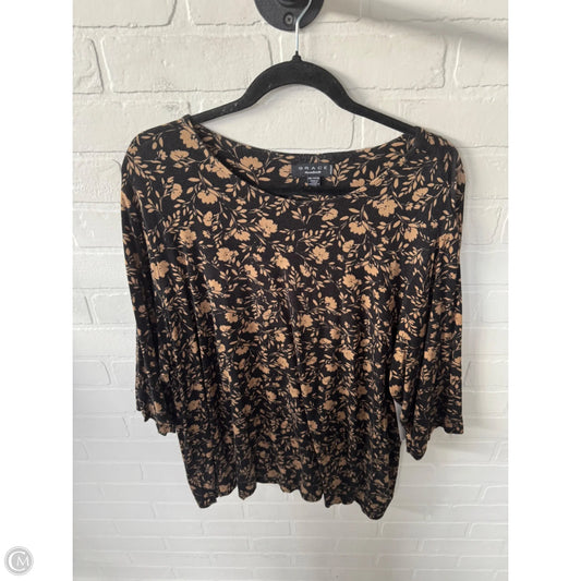Top 3/4 Sleeve By Grace In Black & Brown, Size: 3x