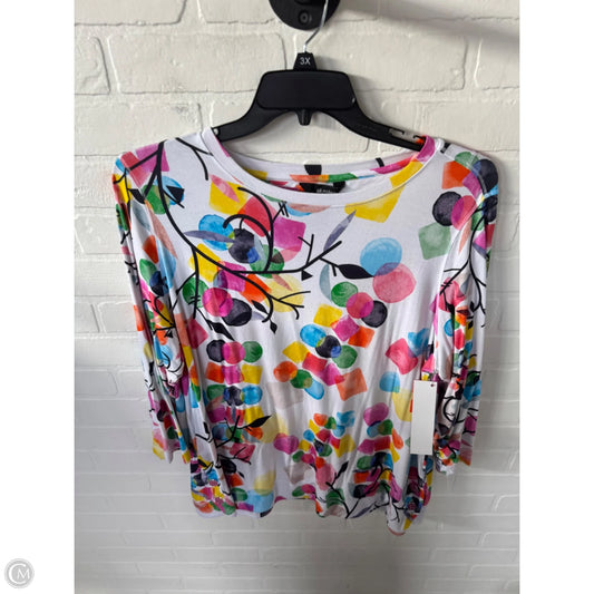 Top 3/4 Sleeve By Ali Miles In Pink & White, Size: 1x