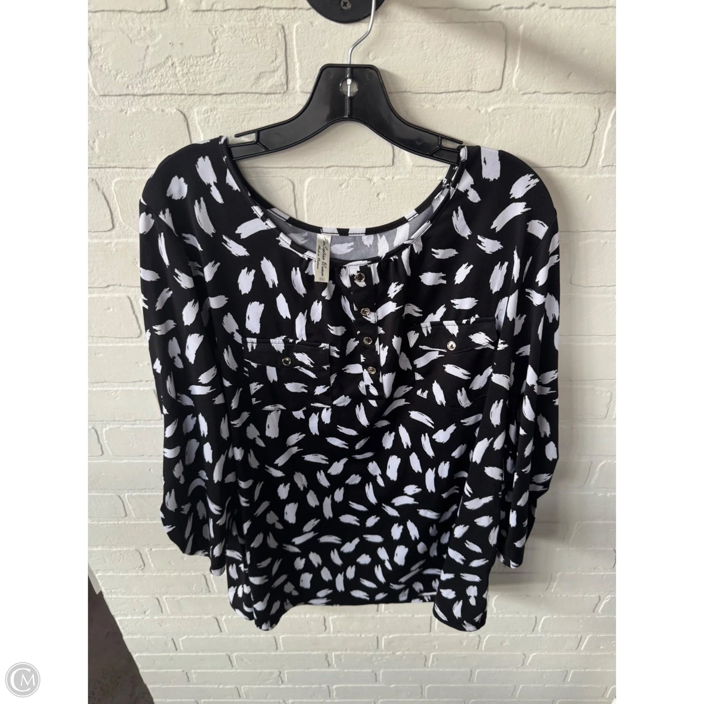Top 3/4 Sleeve By Perseption Concept In Black & White, Size: 3x