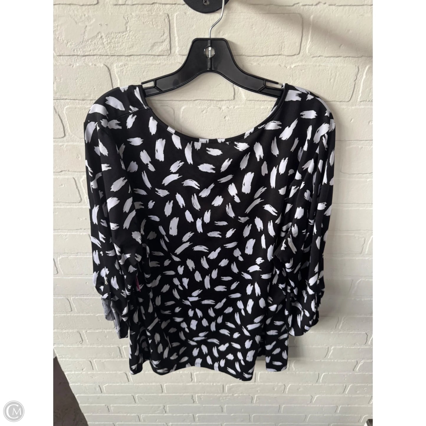 Top 3/4 Sleeve By Perseption Concept In Black & White, Size: 3x