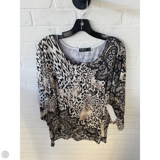 Top 3/4 Sleeve By Clothes Mentor In Black & Tan, Size: 3x