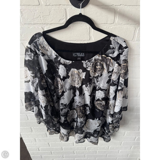 Top Long Sleeve By Alex Evenings In Black & Grey, Size: 3x