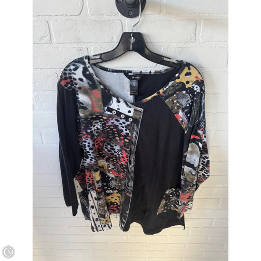 Top Long Sleeve By Ali Miles In Black & Green, Size: 2x