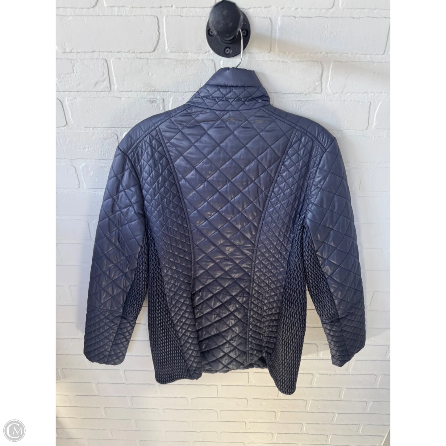Coat Puffer & Quilted By Via Spiga In Blue & Gold, Size: S