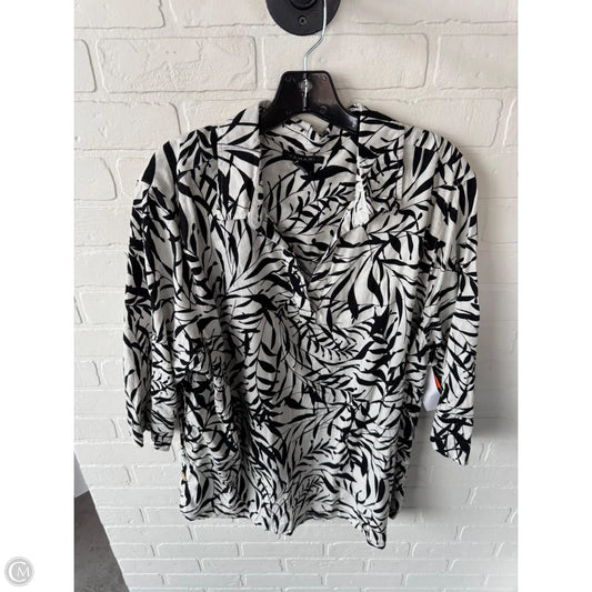 Top 3/4 Sleeve By Tahari In Black & White, Size: 2x