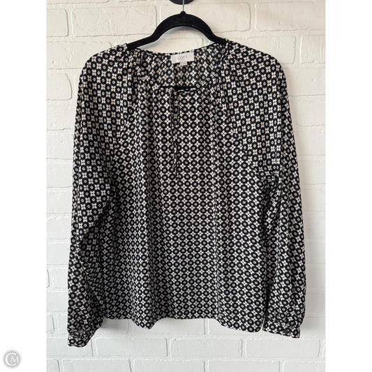 Top Long Sleeve By Loft In Black & Cream, Size: M