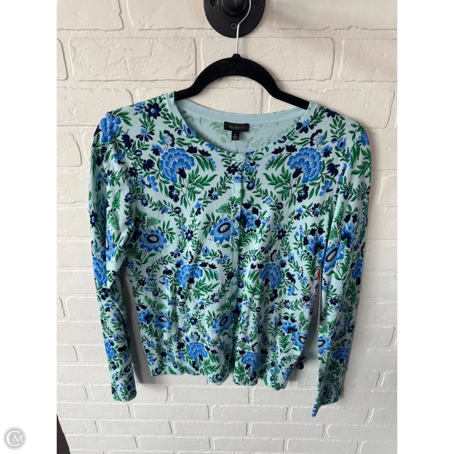 Sweater Cardigan By Talbots In Blue & Green, Size: M