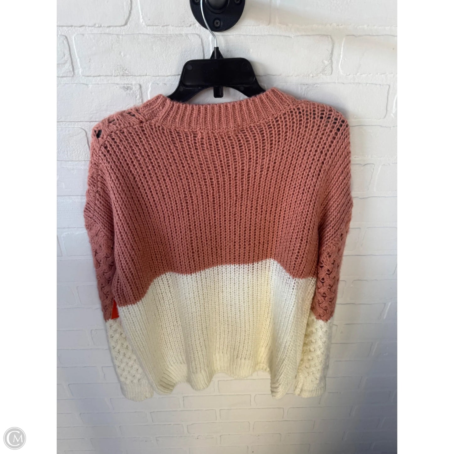 Sweater By Mustard Seed In Orange & White, Size: M
