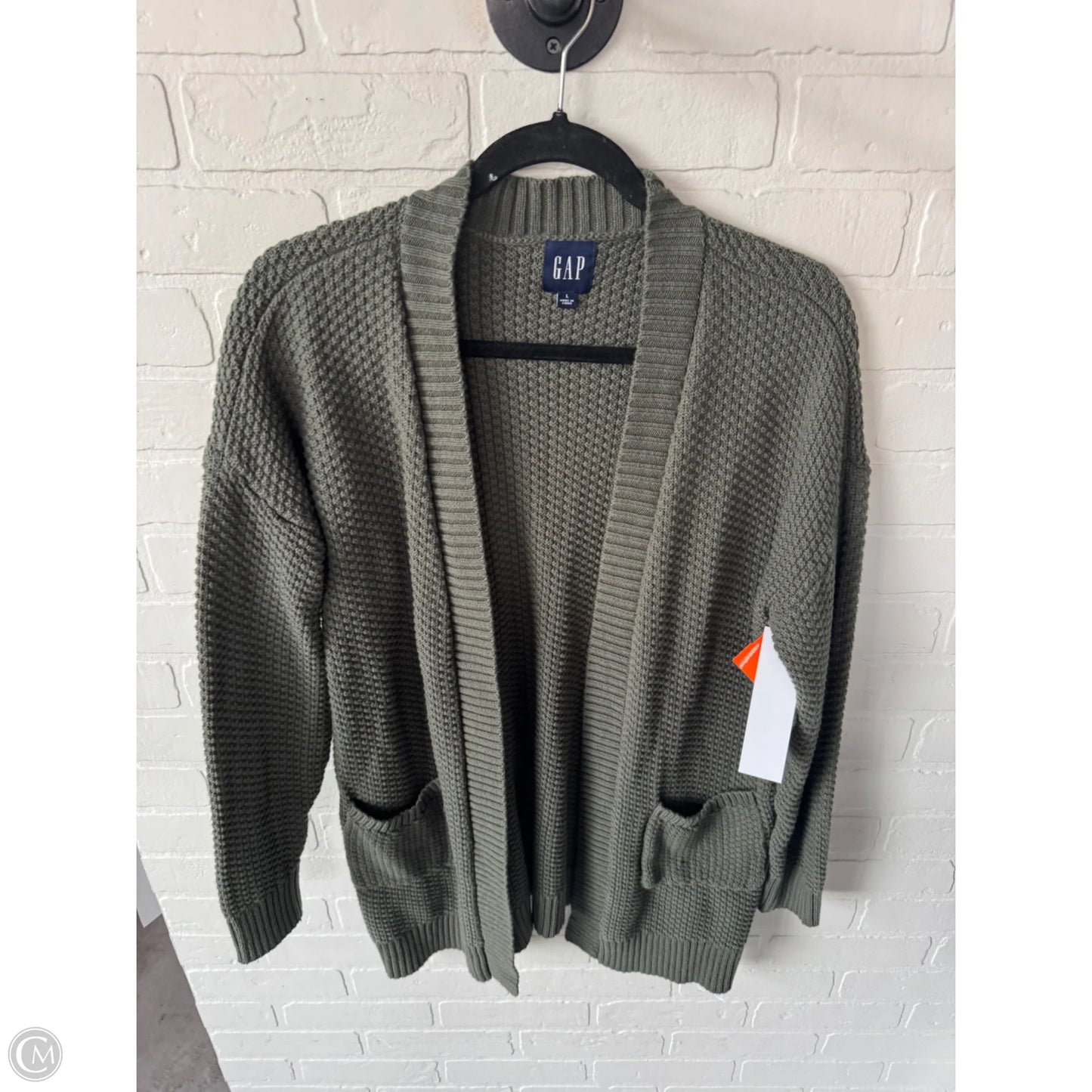 Sweater Cardigan By Gap In Green, Size: L
