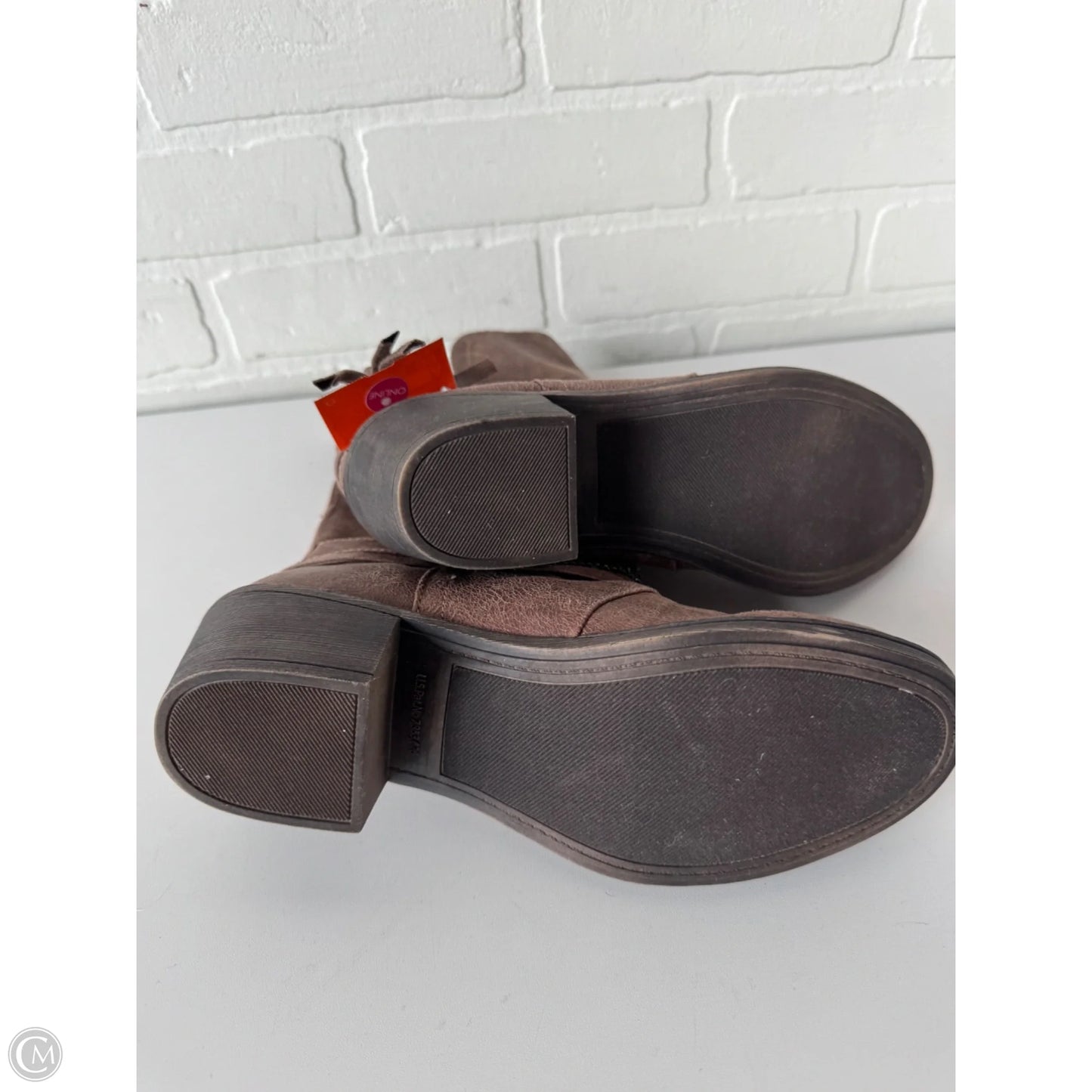 Boots Ankle Heels By Rampage In Brown & Silver, Size: 8