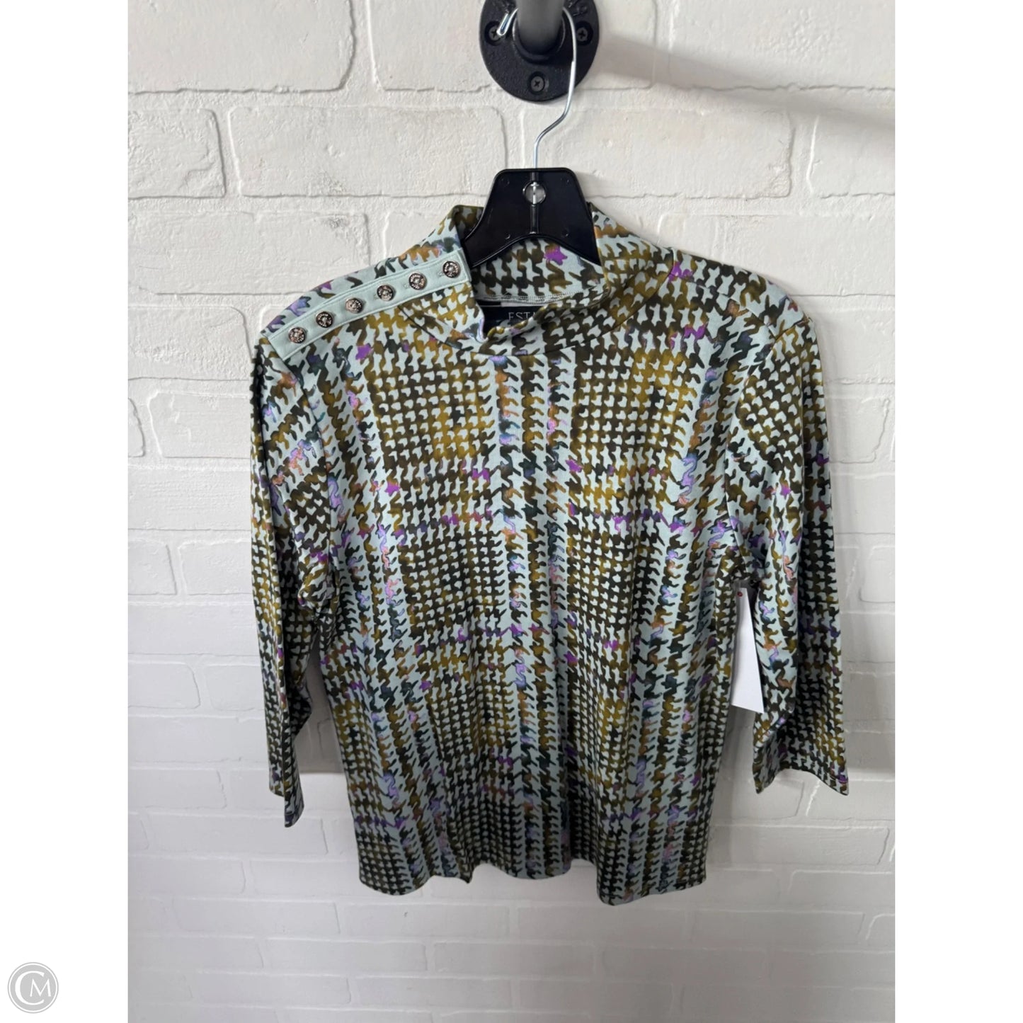 Top 3/4 Sleeve By Isaac Mizrahi Live Qvc In Blue & Green, Size: S