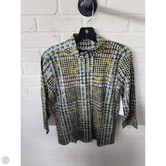 Top 3/4 Sleeve By Isaac Mizrahi Live Qvc In Blue & Green, Size: S