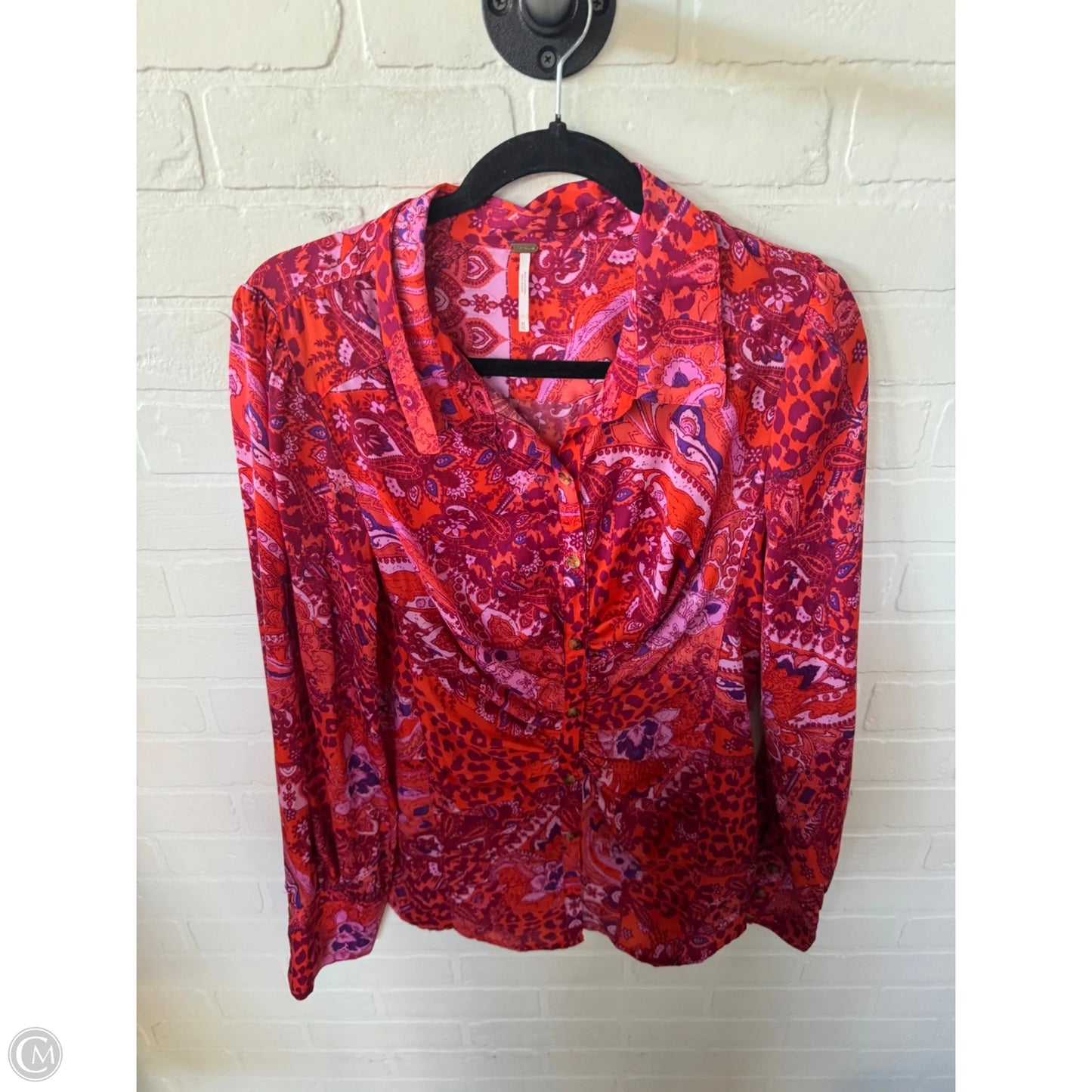 Top Long Sleeve By Free People In Orange & Purple, Size: Xl