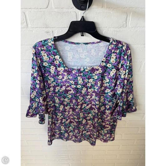 Top 3/4 Sleeve By Cme In Purple & Yellow, Size: Xl