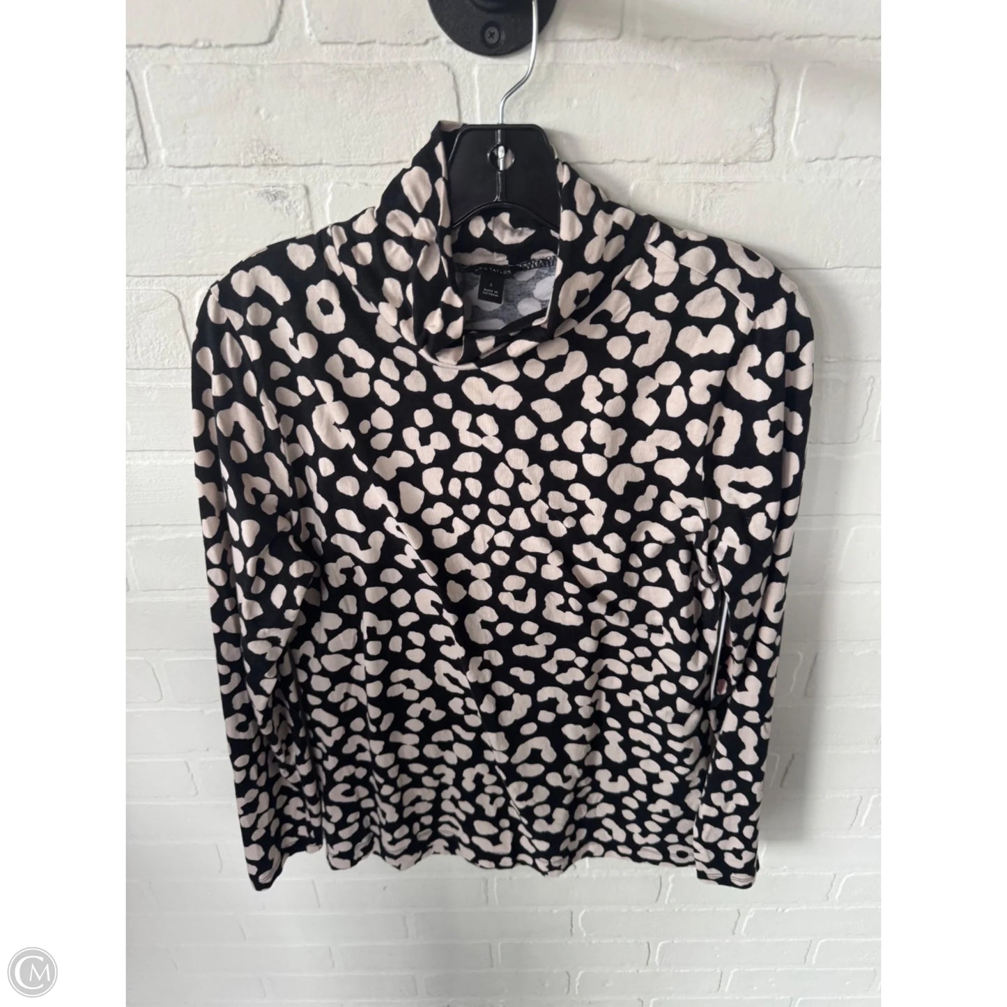 Top Long Sleeve Basic By Ann Taylor In Black & Tan, Size: L