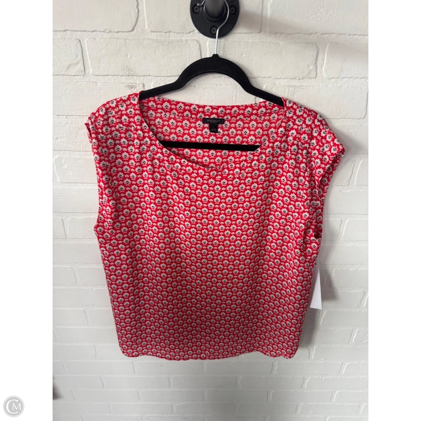 Top Sleeveless By Ann Taylor In Red & White, Size: L