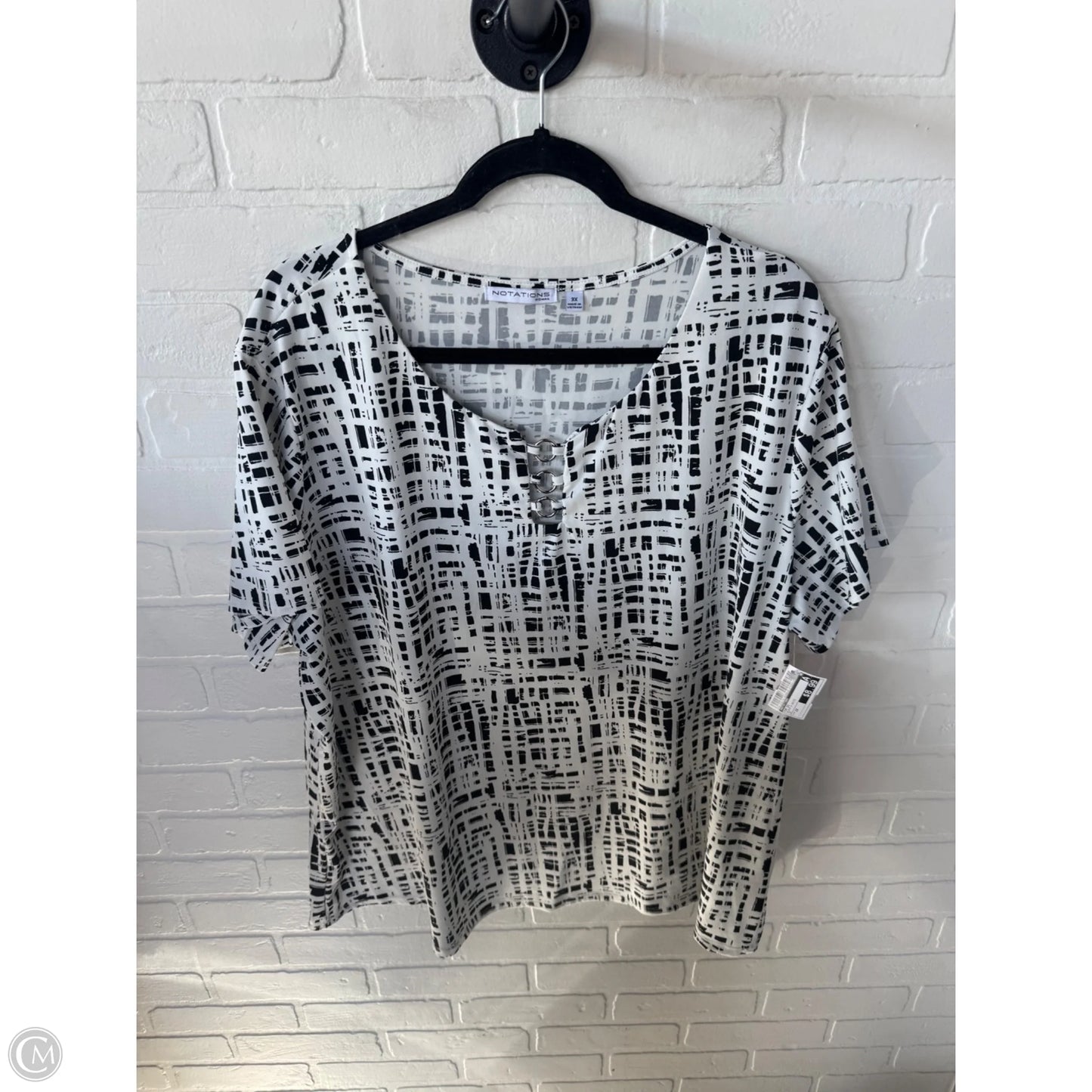 Top Short Sleeve By Notations In Black & White, Size: 3x