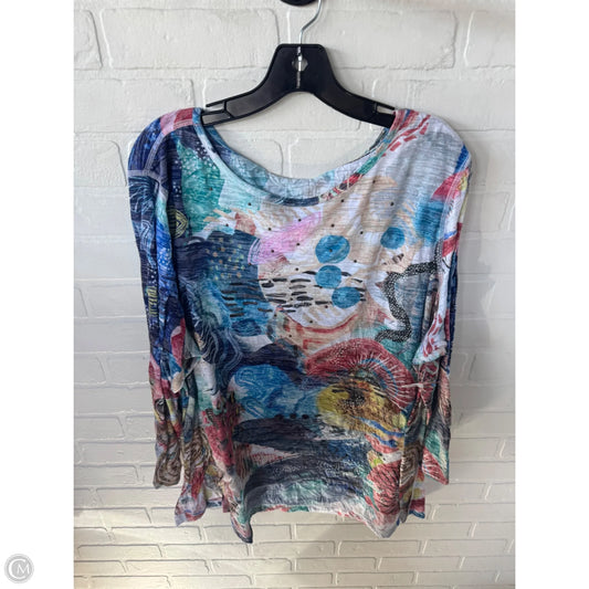 Top Long Sleeve By Ali Miles In Blue & Tan, Size: 2x