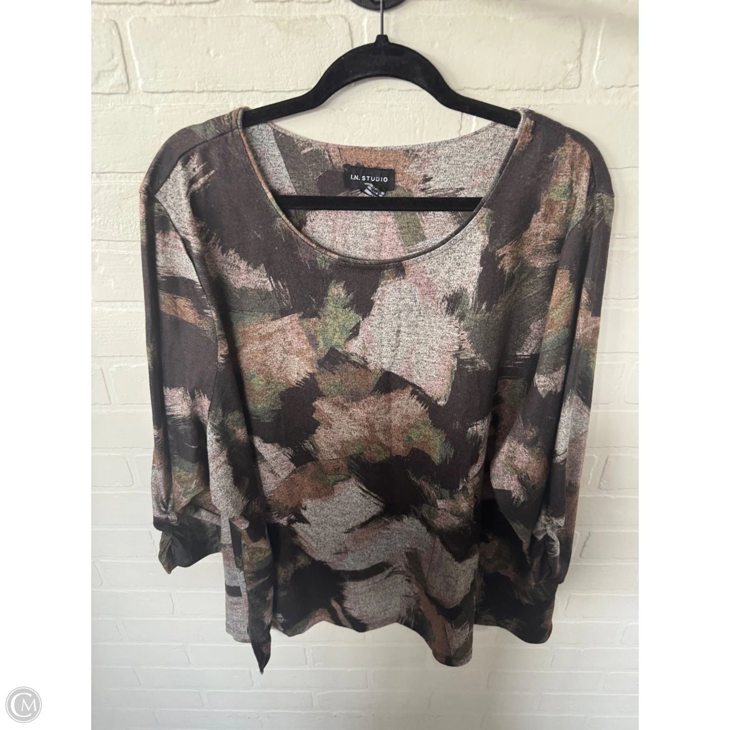 Top 3/4 Sleeve By In Studio In Brown, Size: 3x