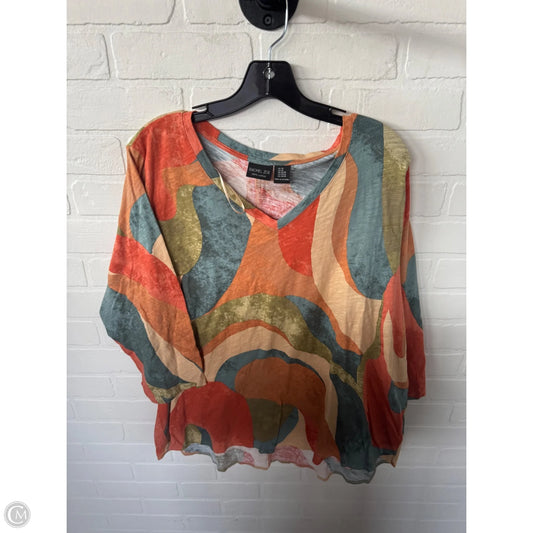 Top 3/4 Sleeve By Rachel Zoe In Green & Orange, Size: 2x