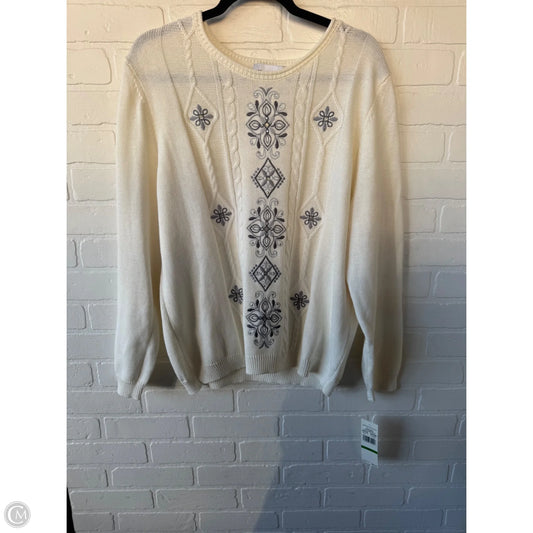 Sweater By Alfred Dunner In Cream & Grey, Size: L