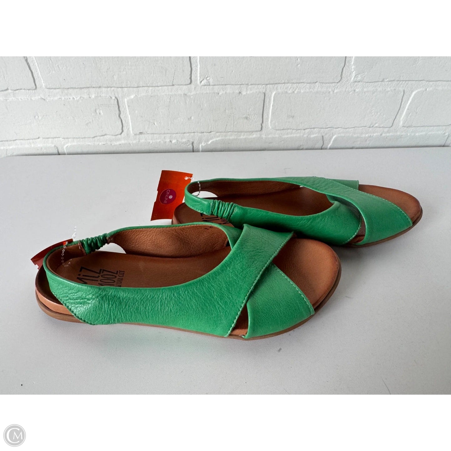 Sandals Flats By Miz Mooz In Green & Tan, Size: 8.5