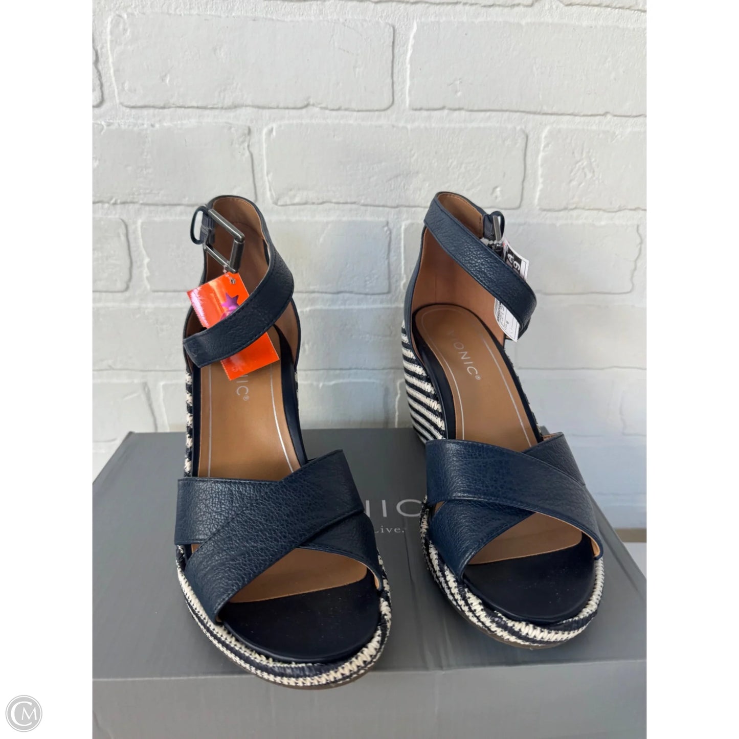 Shoes Heels Stiletto By Vionic In Blue & White, Size: 8