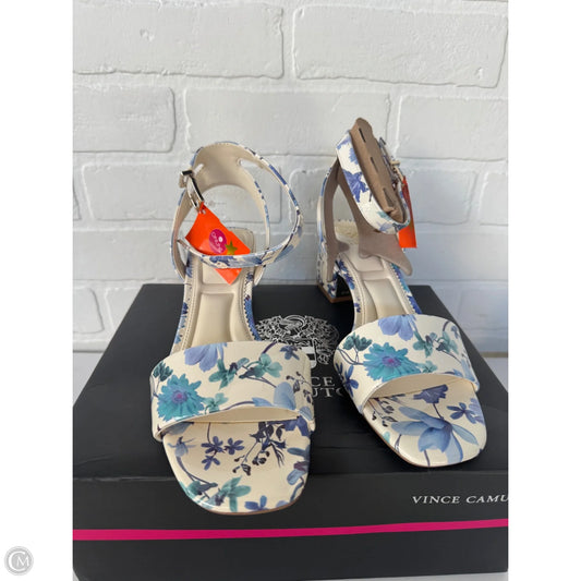 Sandals Heels Block By Vince Camuto In Blue & Cream, Size: 8