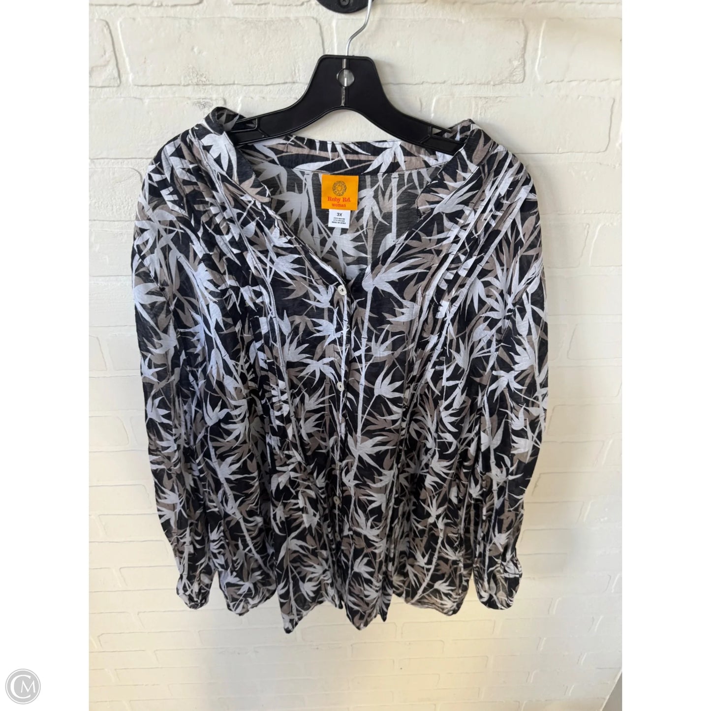 Top Long Sleeve By Ruby Rd In Black & Tan, Size: 3x