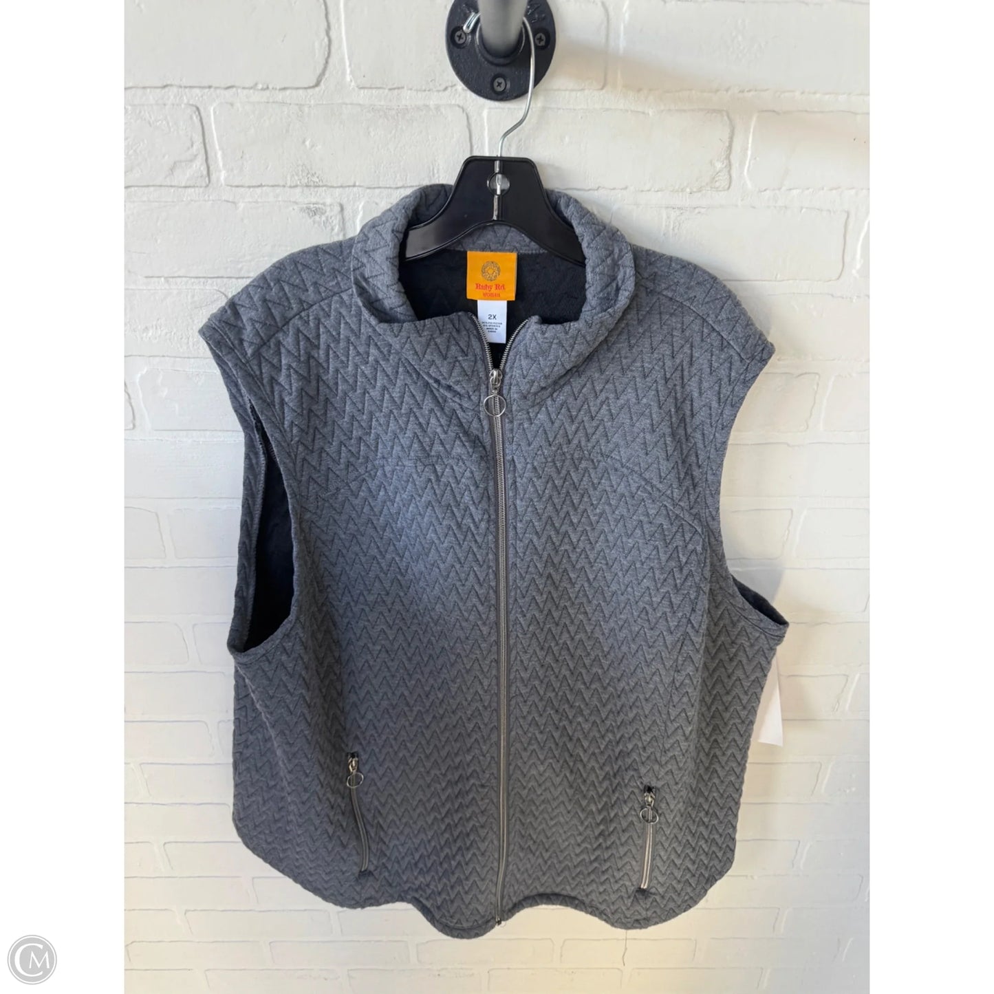 Vest Puffer & Quilted By Ruby Rd In Grey, Size: 2x