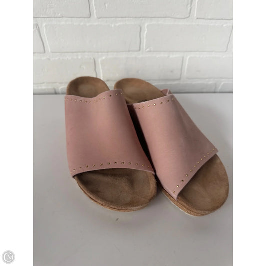 Sandals Heels Wedge By Cmb In Pink & Tan, Size: 8