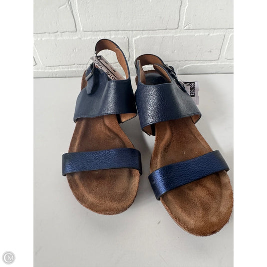 Sandals Heels Wedge By Sofft In Blue & Brown, Size: 8