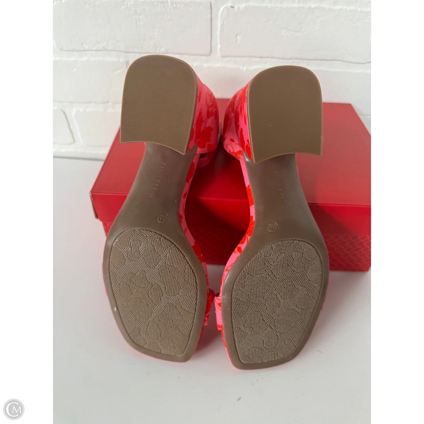 Sandals Heels Block By Kelly And Katie In Pink & Red, Size: 8