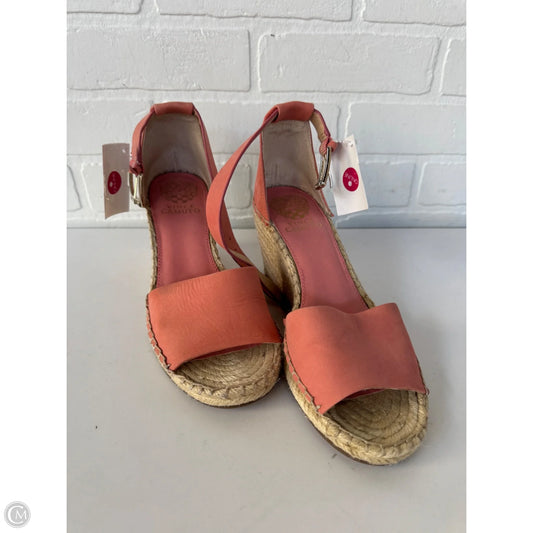 Sandals Heels Wedge By Vince Camuto In Pink & Tan, Size: 8