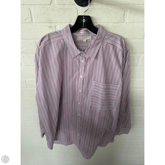 Top Long Sleeve By Loft In Brown & Pink, Size: Xxl