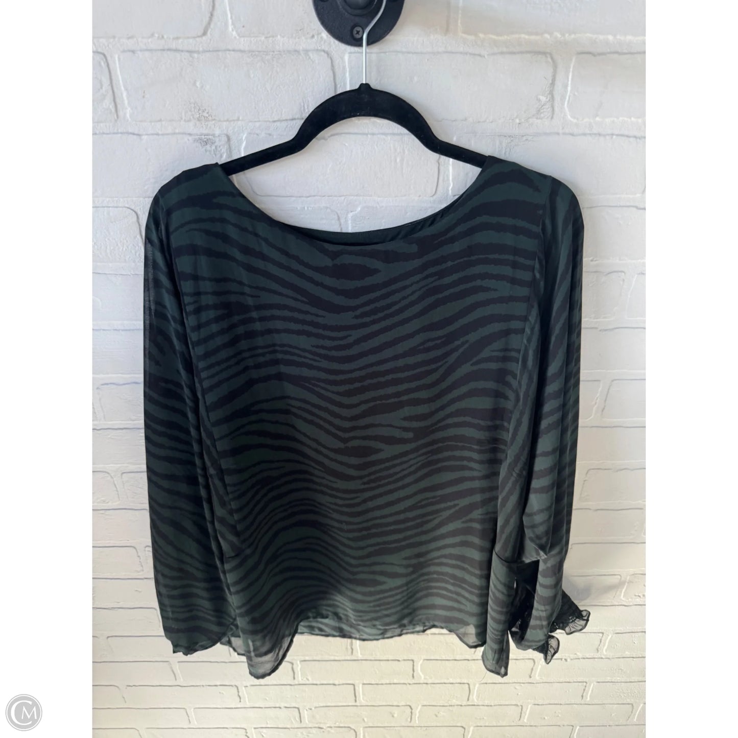 Top Long Sleeve By Vince Camuto In Black & Green, Size: Xl