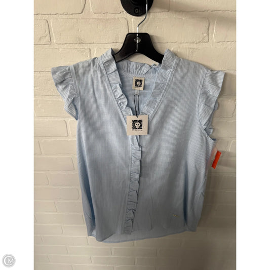 Top Short Sleeve By Anne Klein In Blue & White, Size: M