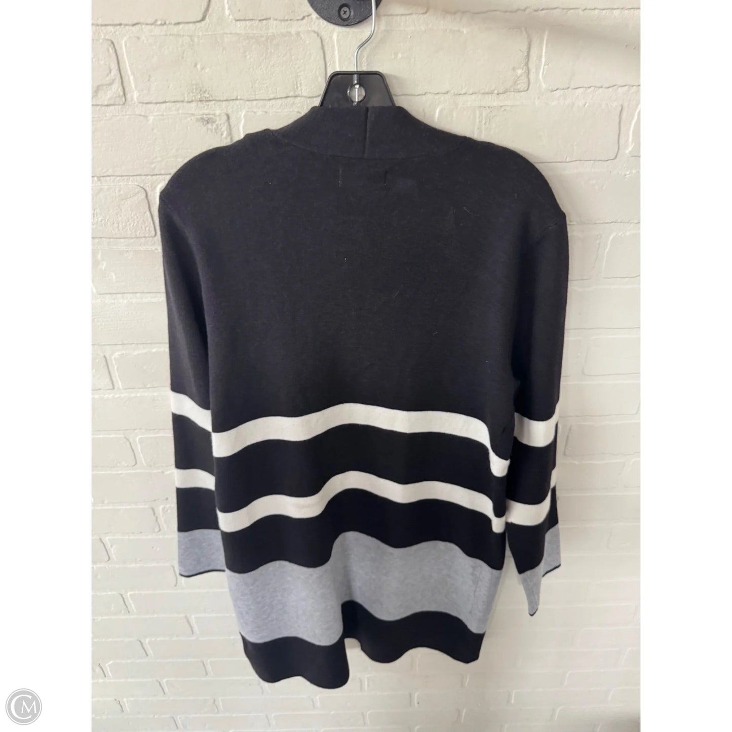 Sweater Cardigan By Nine West In Black & Grey, Size: M