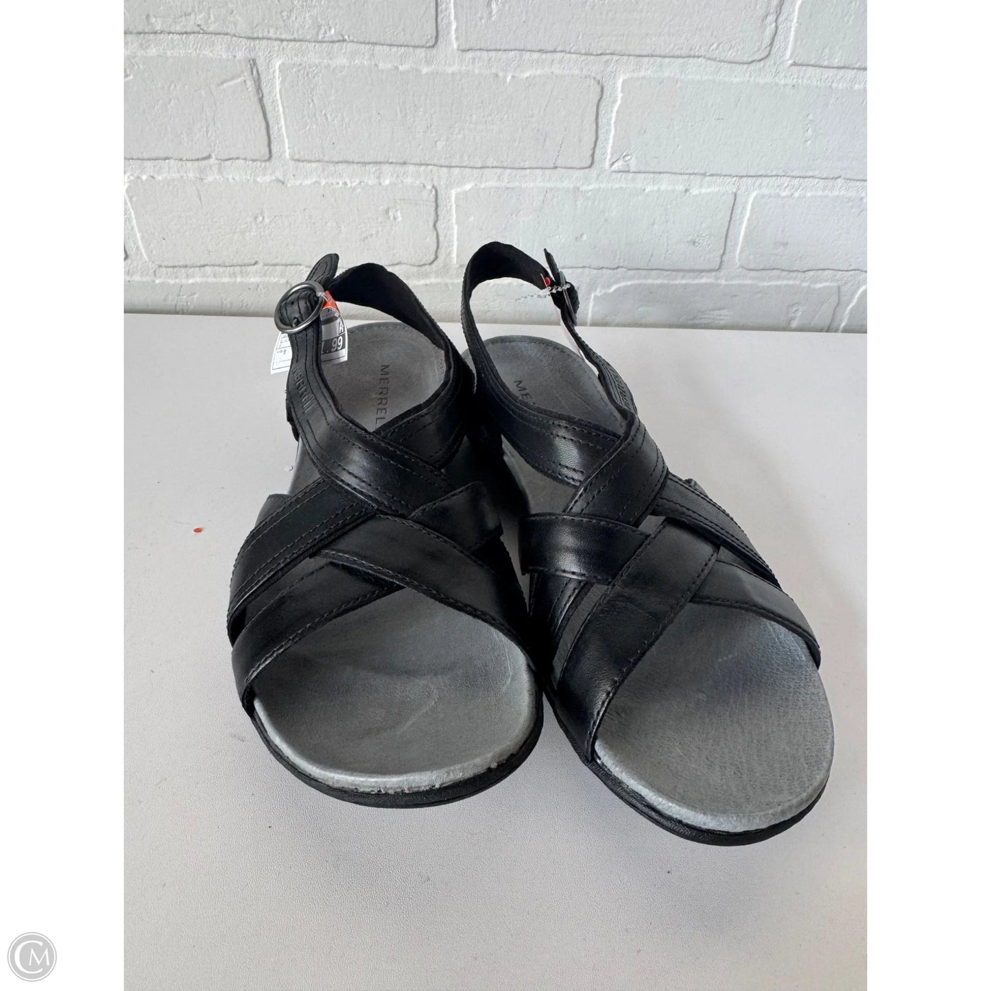 Sandals Flats By Merrell In Black & Grey, Size: 9