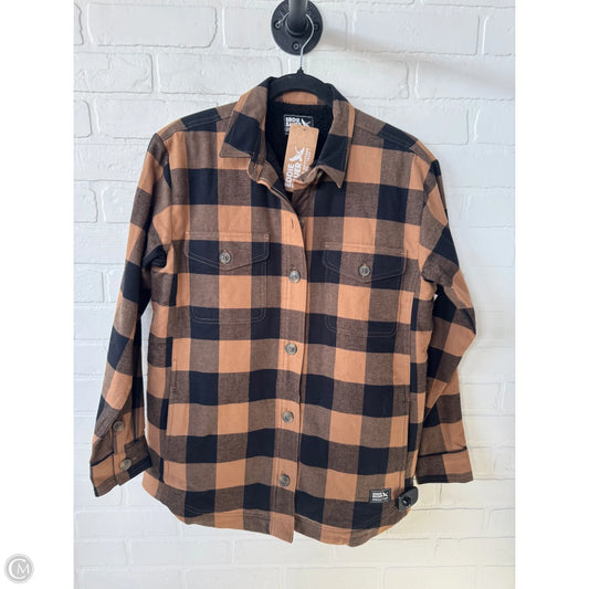 Jacket Shirt By Eddie Bauer In Black & Brown, Size: S