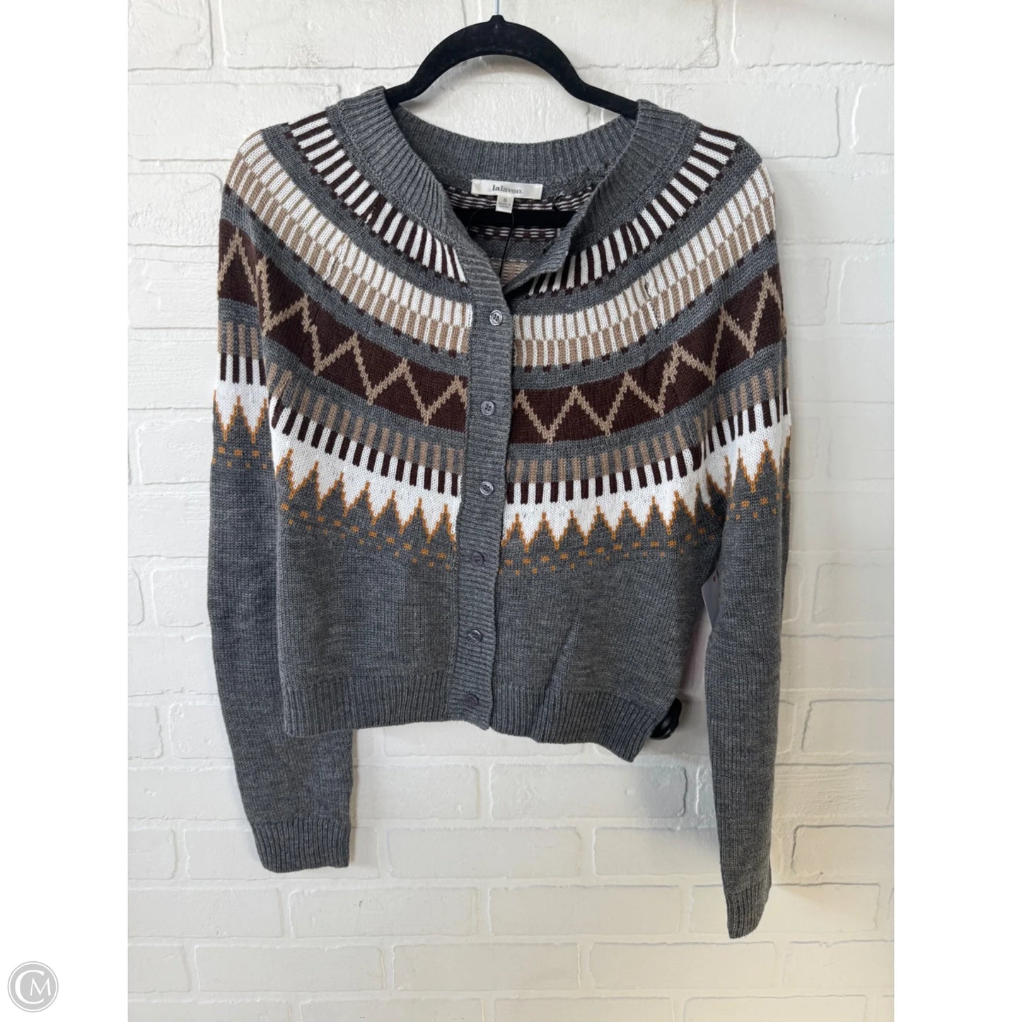 Sweater Cardigan By Cmc In Brown & Grey, Size: S